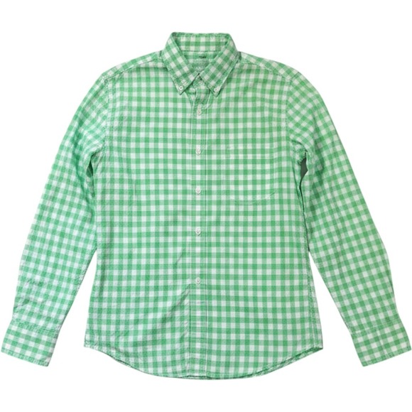 J. Crew Other - J Crew Mens Medium Slim Fit Gingham Button Down Shirt Green White Lightweight